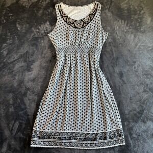 Charter Club Dress Women's‎ Large Black White Sleeveless Beaded Neckline Missy